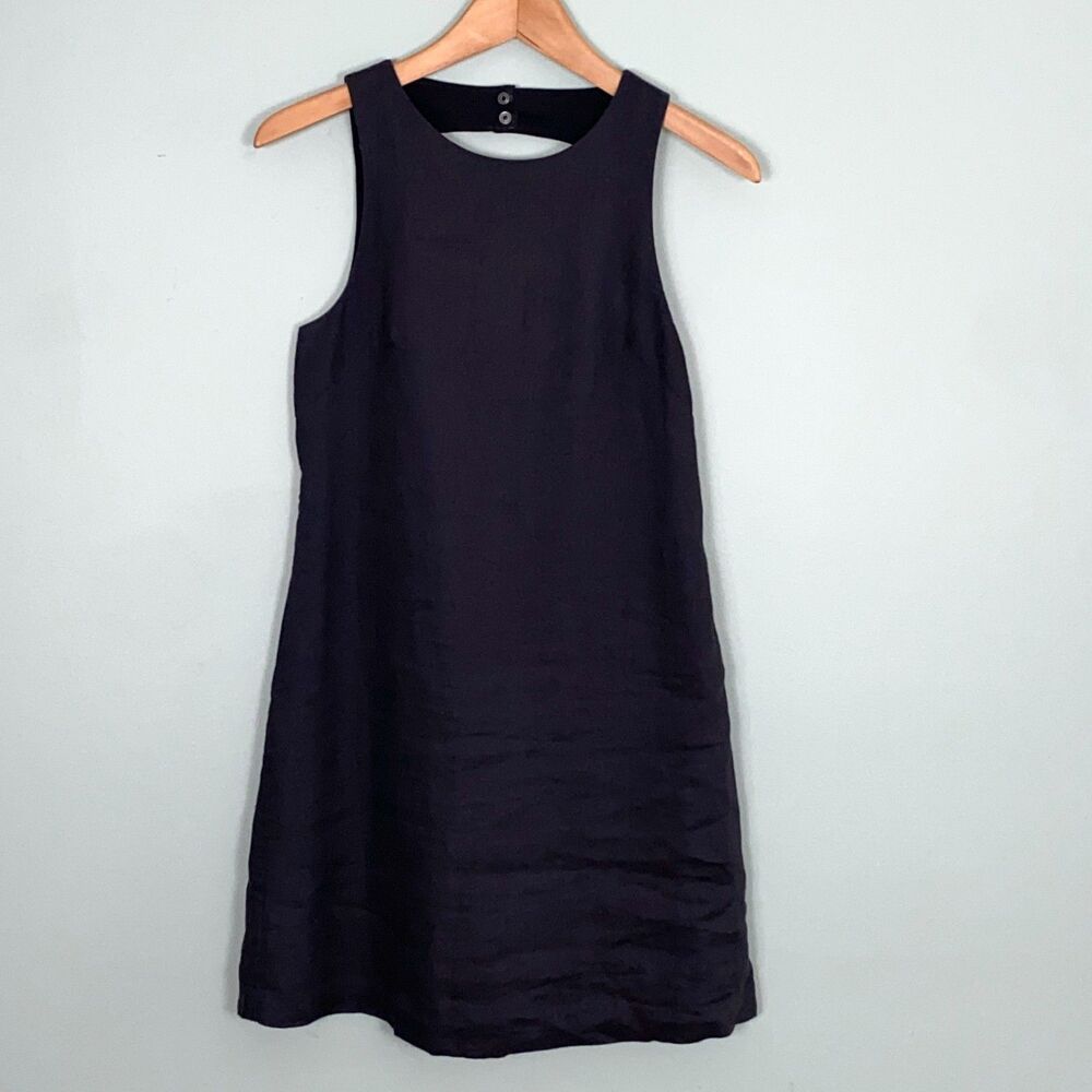 & Other Stories Paris Atelier Mini Dress Womens 0 Black Linen Sleeveless LBD